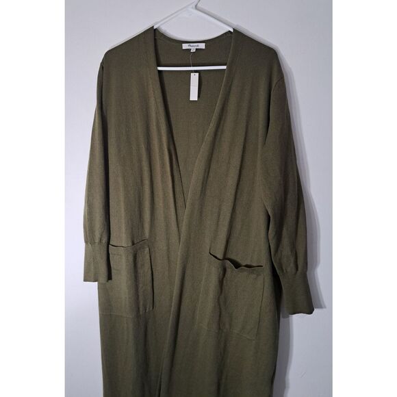 Madewell Womens Small LONG army green Cardigan Sweater Wool Alpaca - Picture 2 of 9